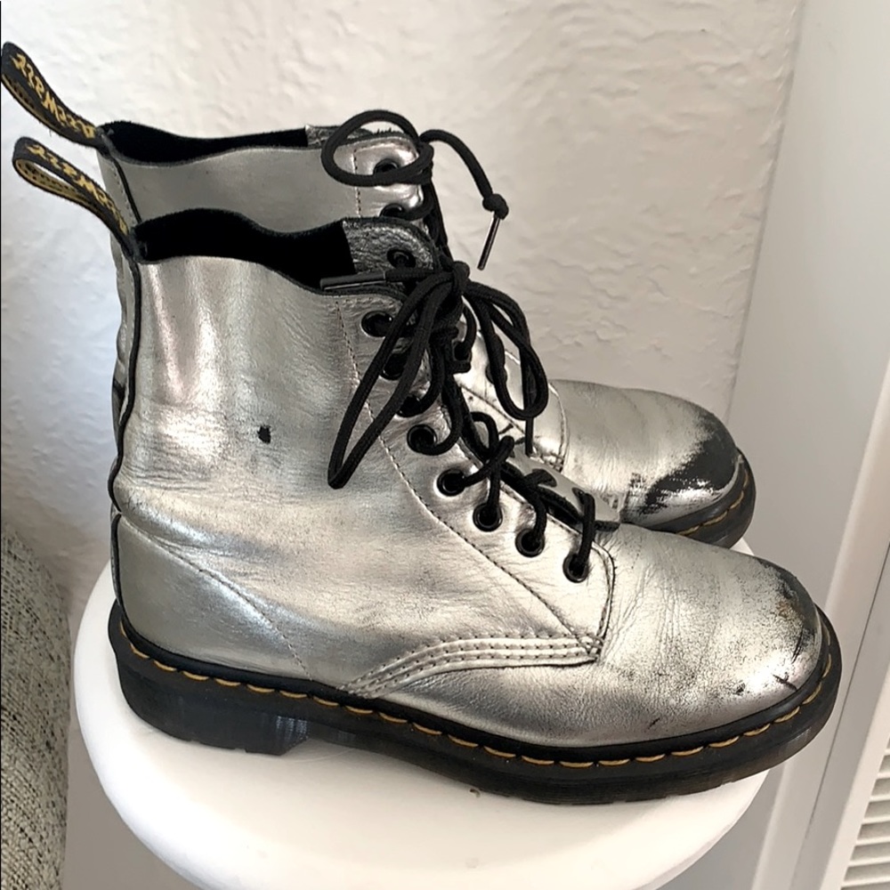 Doc Martens silver boots. Size UK 5
